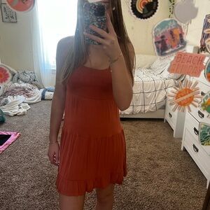 Elegant Orange Sleeveless Dress